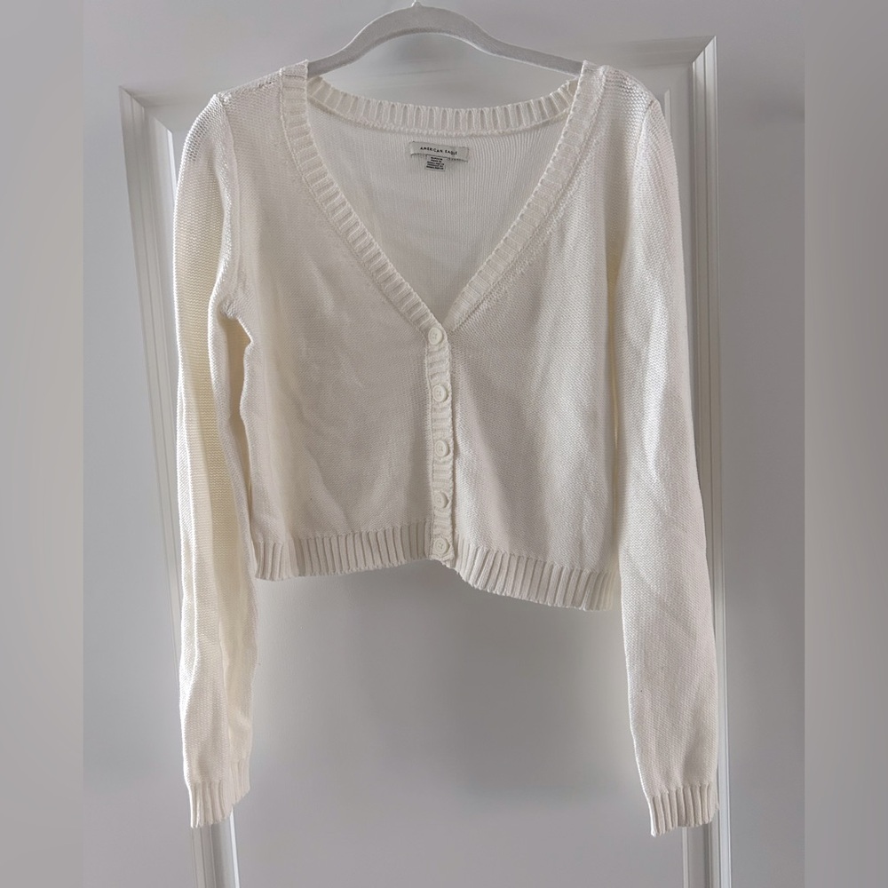 American Eagle Outfitters White Knit Cardigan with Buttons. Size S